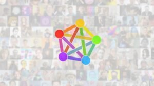 a mosaic of Fediverse avatars in the background, slightly blurred, with the Fediverse logo on top